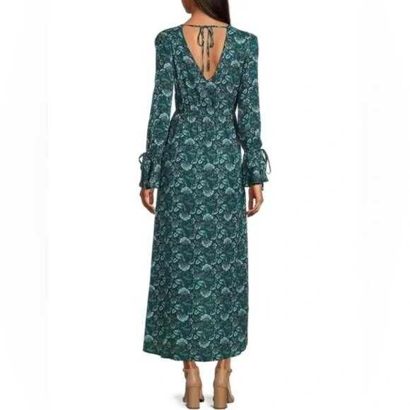 NWT Band of the Free XS Bohemian Long Sleeve Maxi Dress Teal Floral Print - Picture 13 of 13